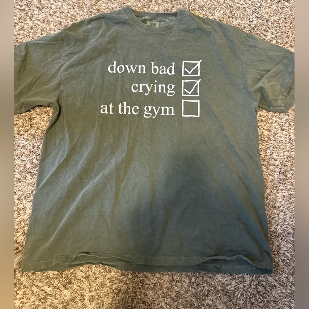 Taylor Swift DOWN BAD themed Comfort Colors Olive Green Shirt